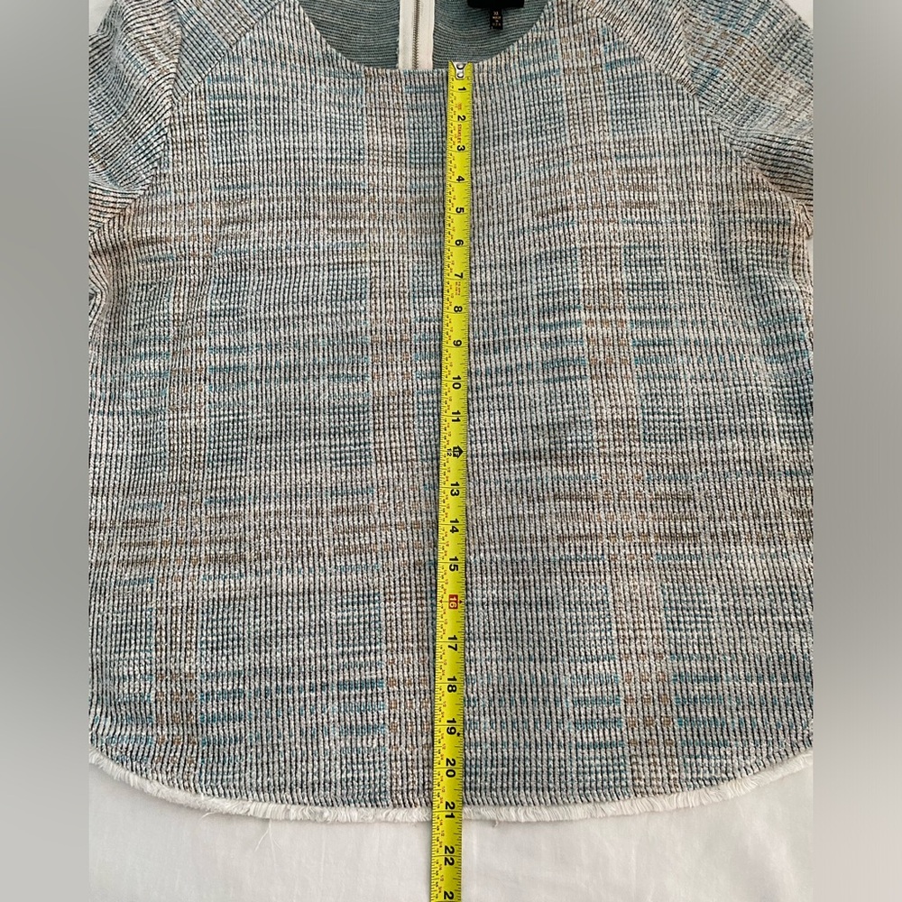W5 Knit Textured Blue Beige Fringe Bottom Shirt Size XL - Picture 5 of 8